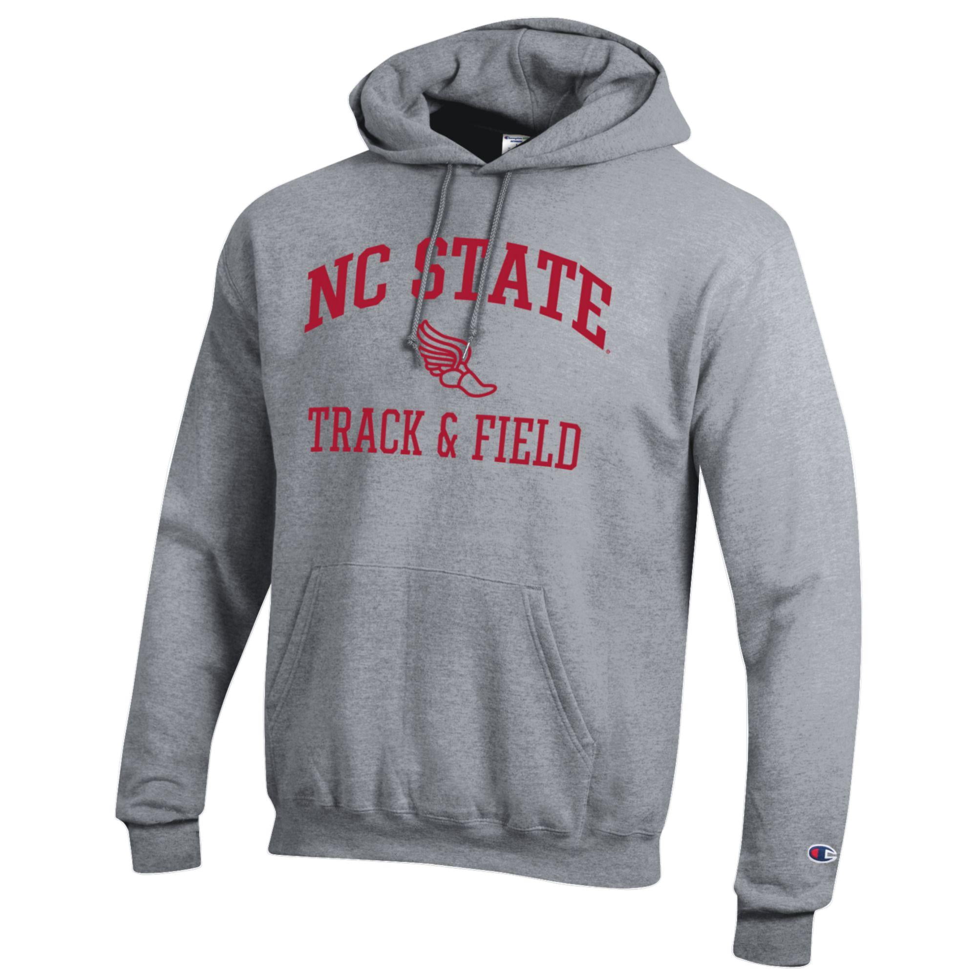 Men's Champion  Gray NC State Wolfpack Track & Field Icon Powerblend Pullover Hoodie