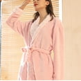 thumbnail image 5 of VANLOFE Unisex Warm Pajamas Household Clothes Solid Bathrobe Lengthened Night-robe Woman's Nightgown Casual Robes Pink Robes Sleepwear for Woman M, 5 of 6