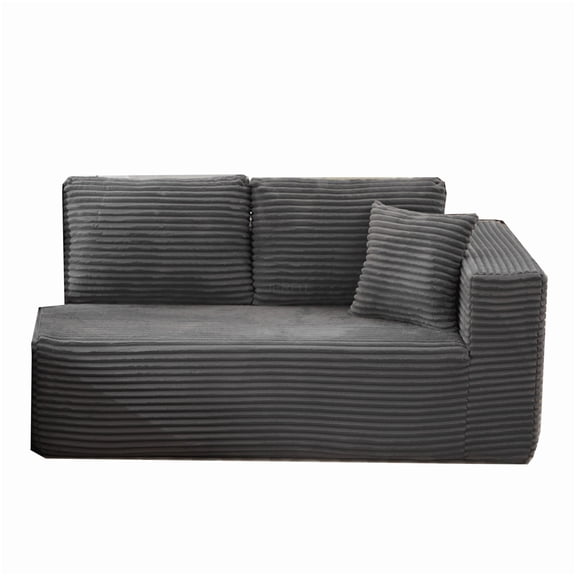 JERFIT Modern L-Shaped Modular Sectional Sofa Couch with Ottoman, Plush Corduroy Fabric, Foam Filled, Gray, for Living Room, Apartment