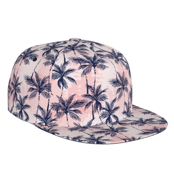 Flat Bill Trucker Hats for Women Men - Tropics Palm Trees Adjustable Flat Baseball Cap Snapback Hats Dad Hats for Men