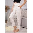 thumbnail image 3 of ABPHQTO Pantalones de mujer en mezcla de lino color albaricoque con bolsillos, 3 of 5