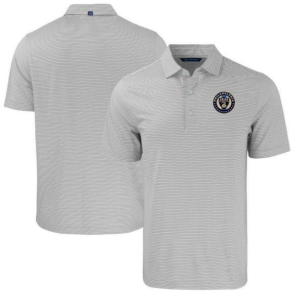 Men's-Cutter & Buck  Gray Philadelphia Union Big & Tall Forge Eco Double Stripe Stretch Recycled Polo