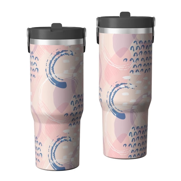 Modern 30oz Handheld Travel Tumbler with Handle – Double Wall Stainless Steel Insulated Cup, Flip Straw Lid, Leak-Proof & BPA-Free for Hot and Cold Drinks – Durable Coffee & Juice Mug White