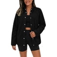 thumbnail image 2 of OGLCCG Fleece Jacket Womens Stand Collar Snap Front Sweatshirt Cardigan with Pockets Long Sleeve Soft Sherpa Coat,Size S-3XL, 2 of 7