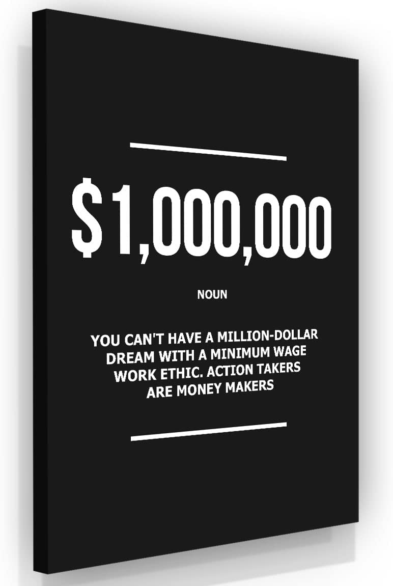 1 Million Dollar Definition Wall Art Motivational Poster $1,000,000  Financial Wall Decor Canvas Art Prints Painting Picture Artwork Home  Decoration for Office With Inner Frame 