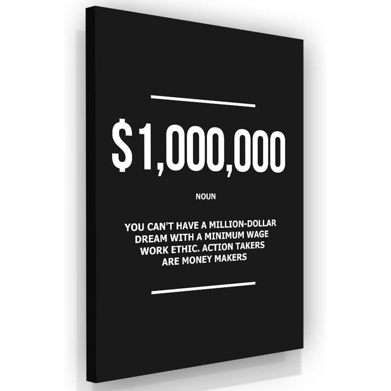 1 Million Dollar Definition Wall Art Motivational Poster $1,000,000  Financial Wall Decor Canvas Art Prints Painting Picture Artwork Home  Decoration for Office With Inner Frame 