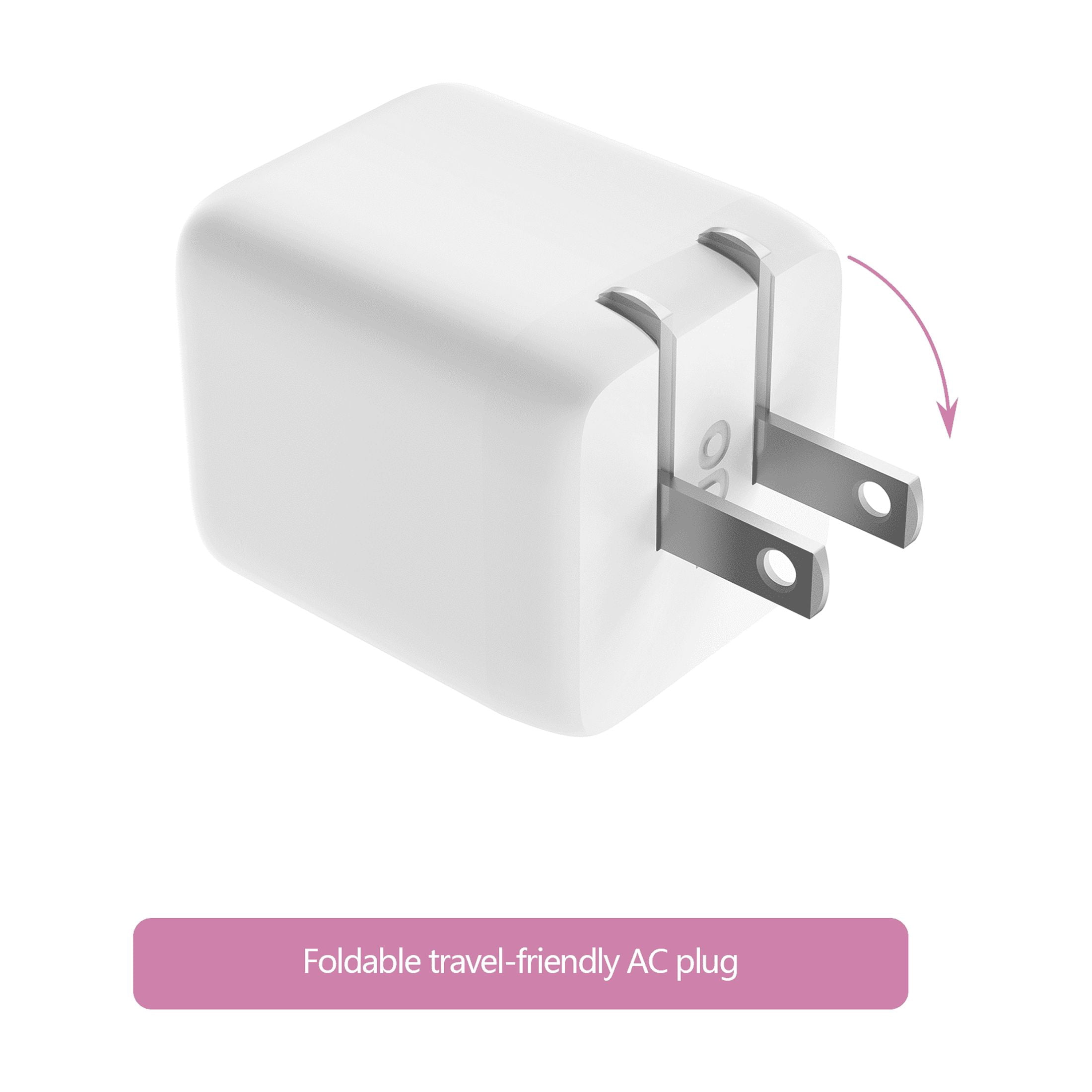 (2 pack) onn 24W Two-Port USB-A Wall Charger for Multiple Devices, Foldable Plug, Compact size, iPhone charger, for iPhone 17/16/15/14/13/12/11/X/XR/XS series , Samsung, iPad, Airpods, and more, white