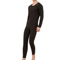 thumbnail image 1 of Conjunto de ropa interior térmica negra para hombre, calzoncillos largos con forro polar suave, capa base cálida para invierno en la parte superior e inferior, 1 of 6