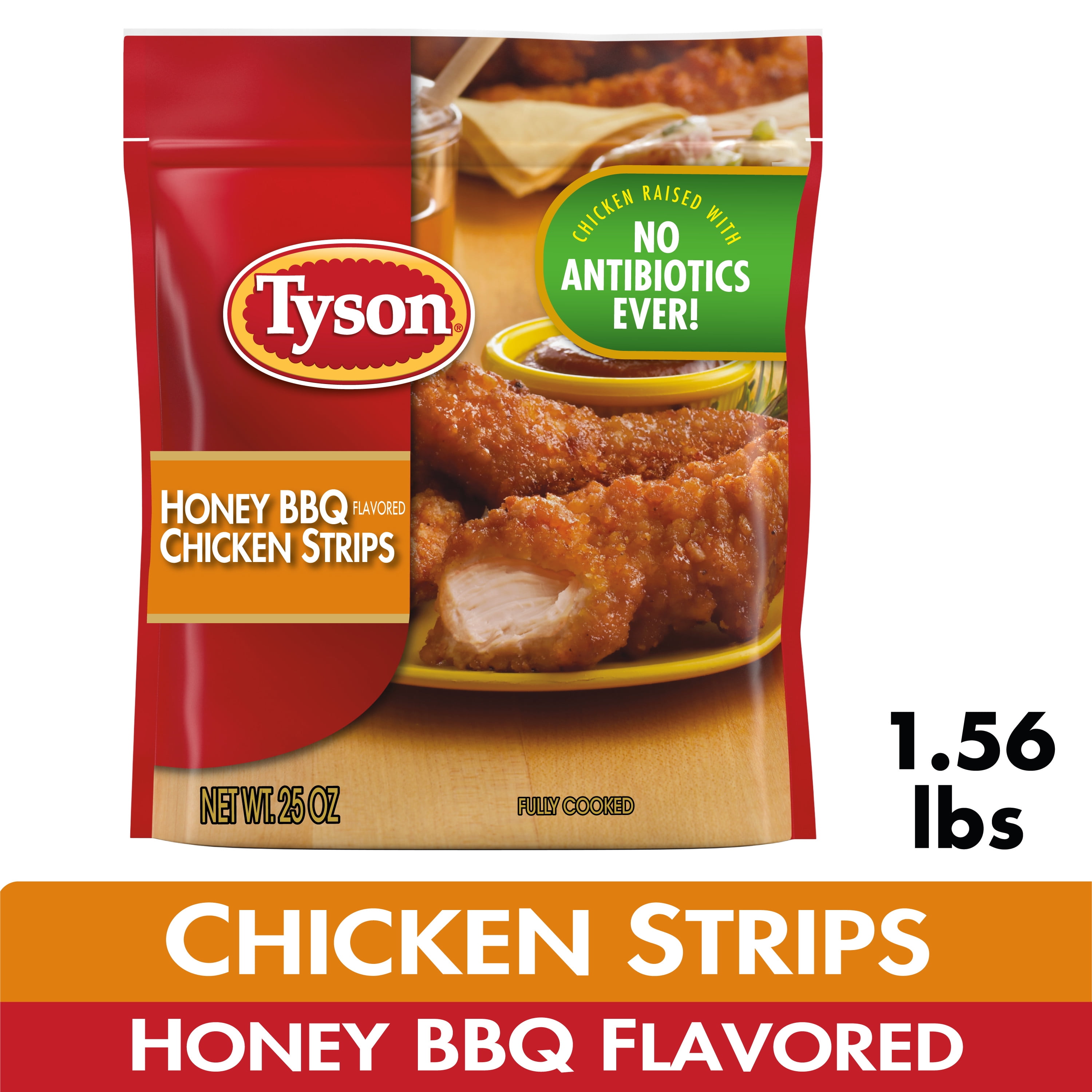 Tyson Fully Cooked Honey BBQ Chicken Strips, 1.56 lb Bag (Frozen)