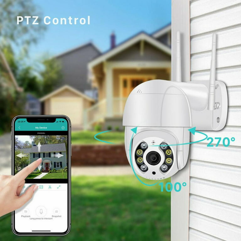 Pan Tilt Outdoor Security Camera,1080P Home WiFi IP Camera, Pan Tilt Dome Surveillance  Cam, Two Way Audio Motion Detection Night Vision Waterproof CCTV Camera 