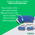 thumbnail image 3 of Essential Medical Supply Flexible Terry Cloth Sock Aid with Two Soft Foam Handles, 3 of 4