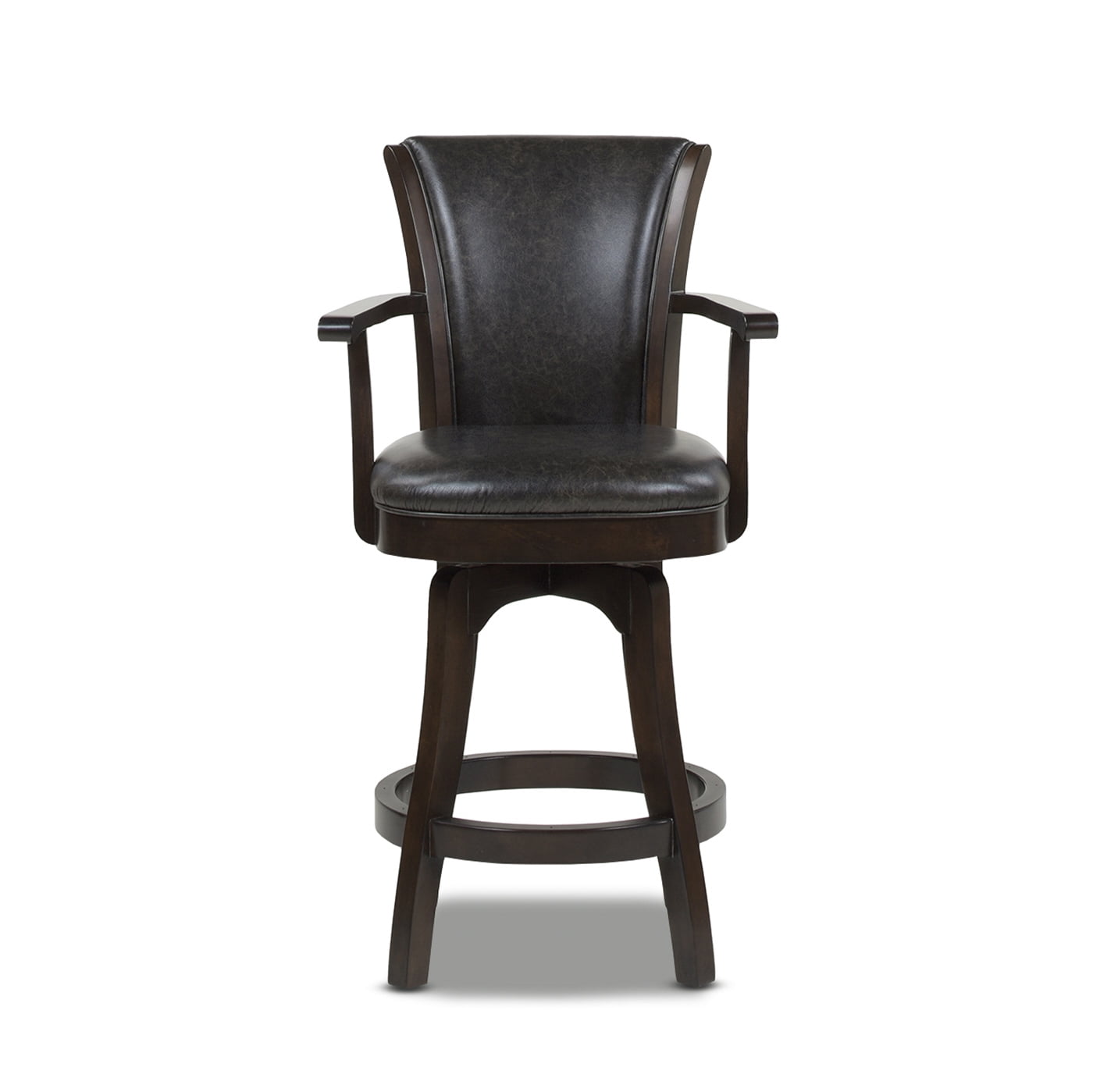 Williams 27" Swivel Counter Height Bar Stool Vintage Black Brown Faux Leather