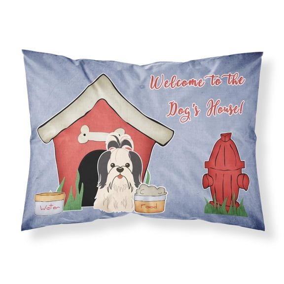 Dog House Collection Shih Tzu Black White Fabric Standard Pillowcase