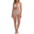 thumbnail image 2 of INSPIRE CHIC Women's High-Waisted Tummy Control Butt Lifting Briefs Lace Trim Comfortable and Breathable Panties M Light Brown, 2 of 6