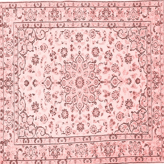 Ahgly Company Indoor Square Medallion Red Traditional Area Rugs, 5' Square