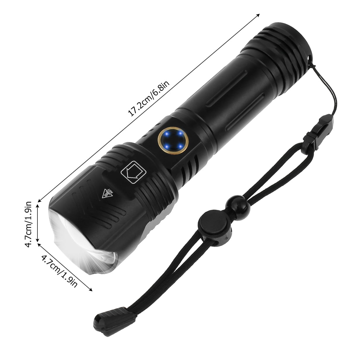 GLADIATOR ALUMINIUM BODY BLACK 5 MODE COMPACT SUPER BRIGHT TORCH WITH CARRY CASE