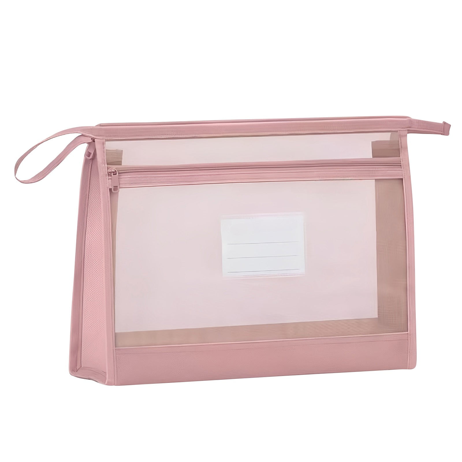SLYNSHome Mesh Zipper Pouch Transparent Lightweight Nylon File Folders,A4 Size Multi-Layer Subject Document Organizer Accessories Storage Bag for Office Supplies - Pink