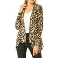 thumbnail image 3 of INSPIRE CHIC Women's Leopard Print Long Sleeve Open Front Cardigan Beige Brown M, 3 of 8