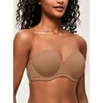 thumbnail image 3 of Deyllo Women's Strapless Bra Padded Cup Push Up Plus Size Full Coverage Underwire Support Invisible Bra,Brown 34D, 3 of 6