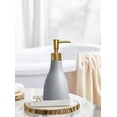 thumbnail image 3 of ABCISI Soap Dispenser, 280ml Liquid Soap Dispenser with Gold Pump for Kitchen Bathroom, Refillable Countertop Lotion Ceramics Hand Soap Dispenser for Shower (Gray), 3 of 11