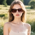 thumbnail image 3 of KANASTAL Large Fit over Glasses Sunglasses for Women Polarized UV400 Protection, Trendy Square Shades for Driving Riding Graidient Brown, 3 of 7