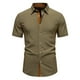 thumbnail image 2 of pstuiky camiseta de hombre, Blusa informal de encaje con botones y manga corta para hombre camisas casuales para hombre l, 2 of 7