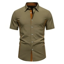 Men's Collared Shirts Short Sleeve Button Up Wrinkle-Free Untucked Dress Shirts Work Slim Fit Casual Business Outfits