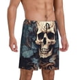 thumbnail image 5 of KLL Vintage Leaf Flower Skull for Men's 1-Pack Shorts,Sleep Pajama Shorts for Men Soft Pj Shorts Men's Pajama Bottoms Sleepwear -Small, 5 of 7