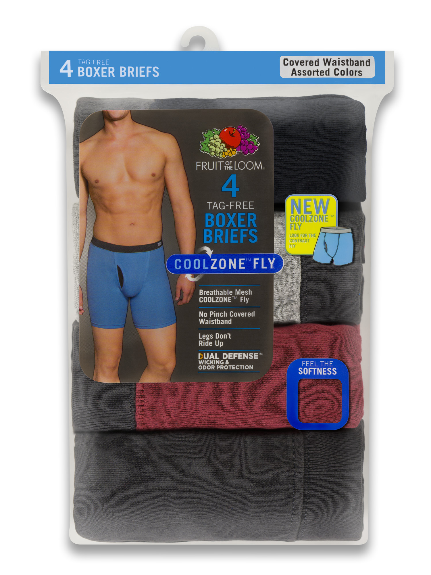 Fruit of the Loom Men's CoolZone Fly Covered Waistband Boxer Briefs ...