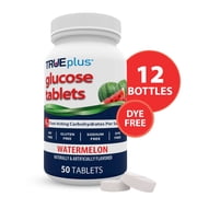 TRUEplus Glucose Tablets, Chewable, Watermelon Flavor, 50 Count, 12 Bottles