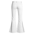 thumbnail image 5 of School Pants for Girls 5T Flare Dress Pants Retro Striped Flare Pants, Double Stripe on Waist & Hem High Waist Stretch Bell Bottom Casual Bootcut Trousers Back To School Clothes White, 5 of 6