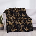 thumbnail image 3 of Naloa Modern Golden Butterfly Flannel Blankets - Thick and Warm Blanket for Winter, Soft Fuzzy Plush King Blanket for All Seasons50"x40", 3 of 6