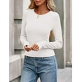 thumbnail image 3 of PRETTYGARDEN Women Summer Long Sleeve Shirts Ribbed Knit Crewneck Fitted Basic Tee Going Out Tops Casual Workout Outfits, 3 of 9