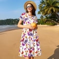 thumbnail image 4 of Naloa watercolor butterflies Print Womens Summer A-Line Dress with Pockets,Short Sleeve Dresses,Flowy Beach Swing Dress for Vacation Travel, 4 of 6
