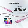 thumbnail image 3 of iHome 6FT Durastrain Ltng to C Nylon Cable with Wrap- Pink, 3 of 7