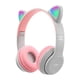 thumbnail image 1 of Auriculares Auriculares inalámbricos de oreja de dibujos animados Auriculares para juegos de computadora Auriculares con sonido estéreo brillante, Gris rosa Scienceny EL004130-06B, 1 of 2