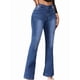 thumbnail image 3 of Vaqueros Acampanados Ajustados de Cintura Alta y Elásticos para Mujer Azul Oscuro XL, 3 of 9