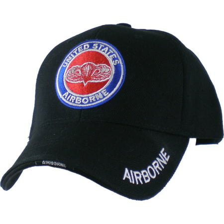 US Honor United States Airborne Wings Logo Round Emblem Mens Cap [Black -