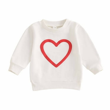 Posijego Baby Girls Cotton Sweatshirt Tops Heart Pattern Pullover Crew Neck Sweat Shirts for Toddler Girls