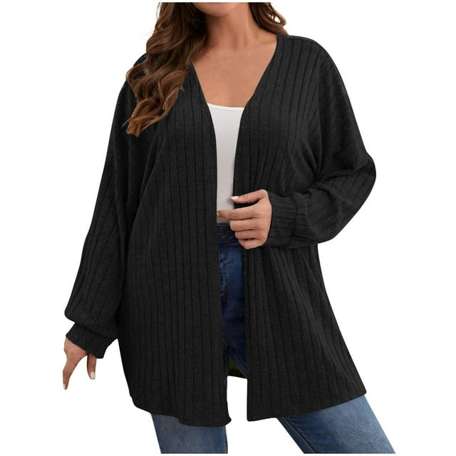 Ohufall Womens Fall Cardigans Knit Comfy Open Front Casual Cardigans Lightweight Long Sleeve Long Cardigans