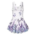 thumbnail image 4 of Xoenoiee Butterfly Lavender Bow Print Toddler Little Girls One Piece Swimsuits Ruffles Bathing Suits Sleeveless Swimwear Crewneck Swim Dress with Ruffle Skirt, Size 3-4 Years, 4 of 7