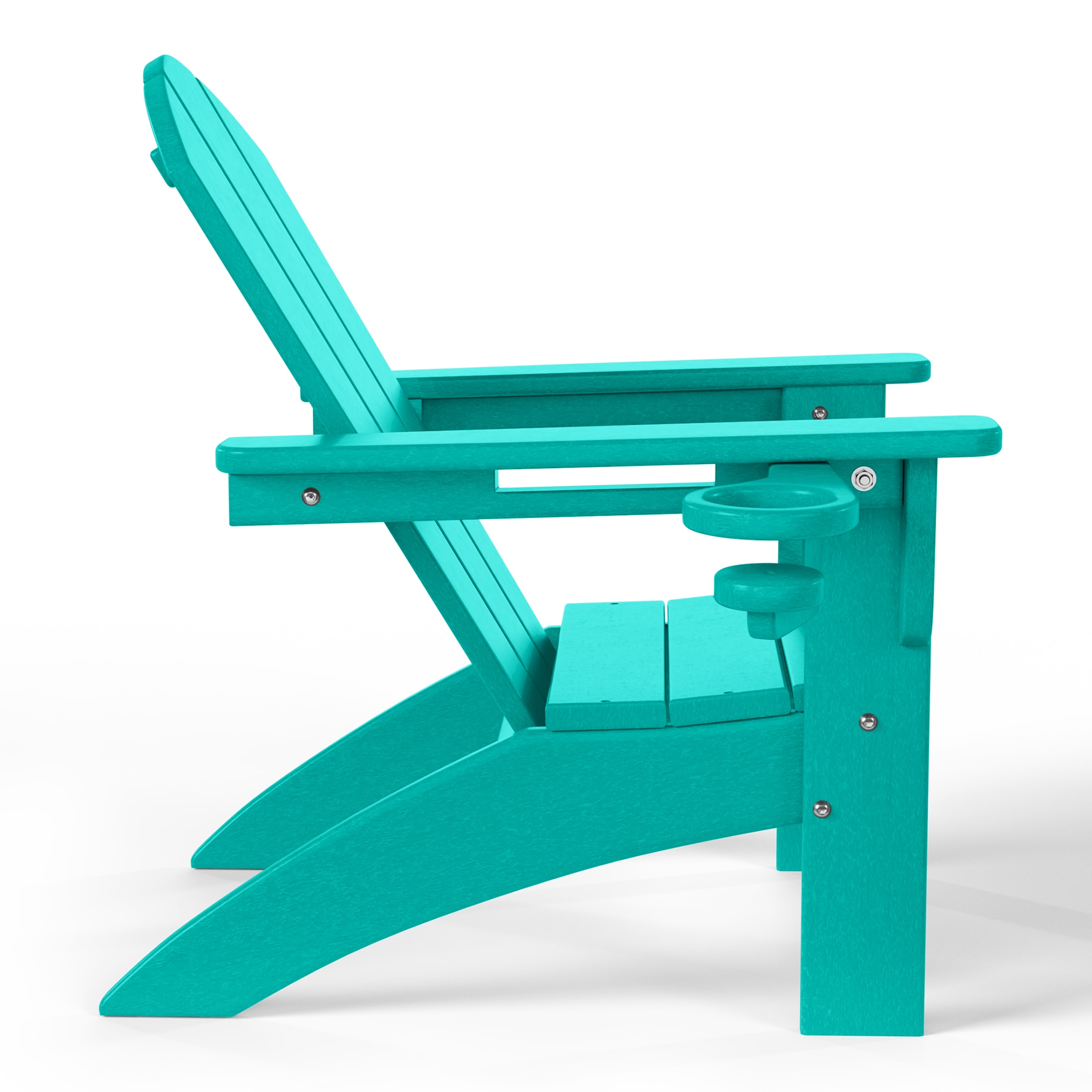 WestinTrends Malibu 3-Piece Kids HDPE Adirondack Chairs Set with Square Side Table and Cup Holders, Turquoise