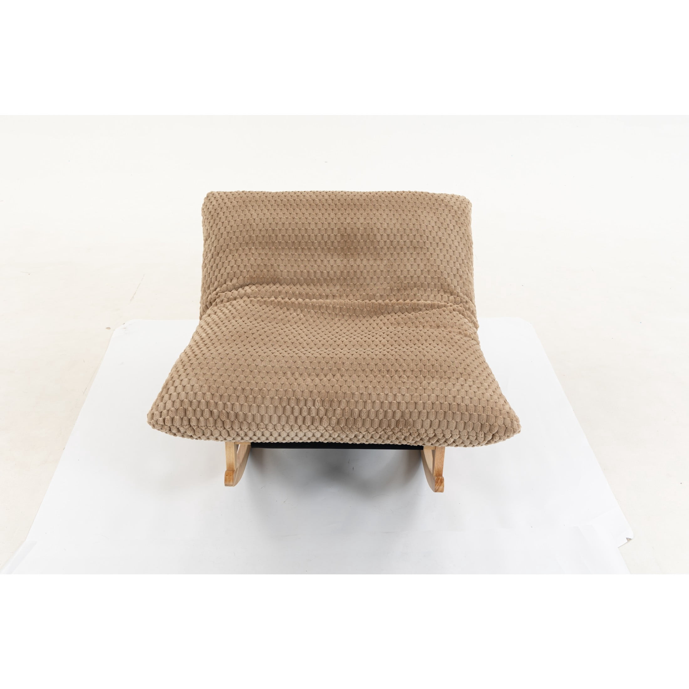 GDF Studio Alaric Corduroy Bean Bag Rocking Chair with Solid Wood Frame, Lazy Sofa for Living Room, Bedroom, Khaki