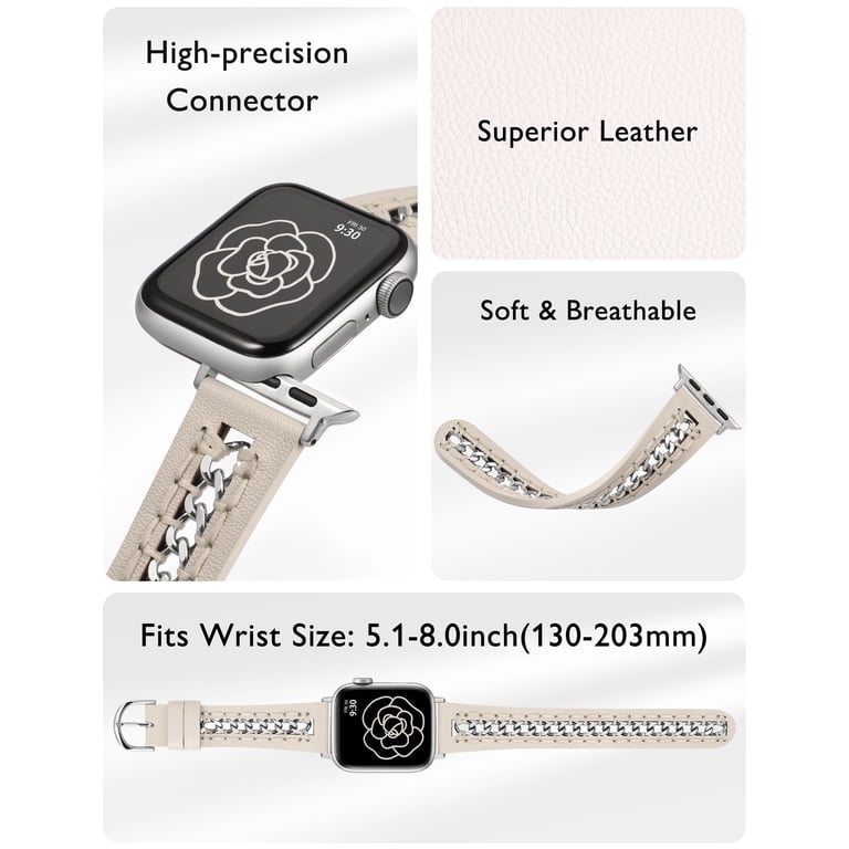 Chic Diamond Leather Bracelet for Apple Watch 9-1 Ultra/2, iWatch 49-38m, (NEW) Jewelry Diamond Strap for Apple Watch Band Ultra 2 49mm 38  main image 3