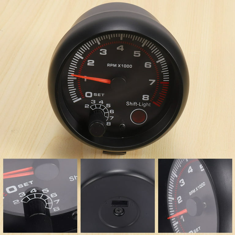 New 0-8000 RPM Tachometer with Red Shift Light 95mm 3.75 inch Black  Tachometer White LED Auto Tacho Gauge For 12V Gasoline Car - AliExpress