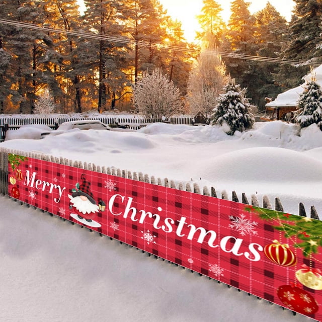 Pancarta Navideña para Exteriores (249,8 X 49,6 Cm), Adorno Navideño para Porche, Pancarta Navideña para Jardín, Adorno Navideño para Jardín
