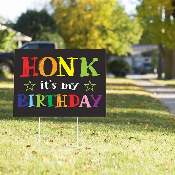 Vispronet Honk Its my Birthday Yard Sign – 23in x 17in Weather Resistant Yard Sign with Stake – Outdoor/Indoor Birthday Decorations and Décor