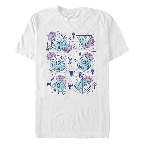Men's Dungeons & Dragons Pastel Floral Dice Graphic T-Shirt