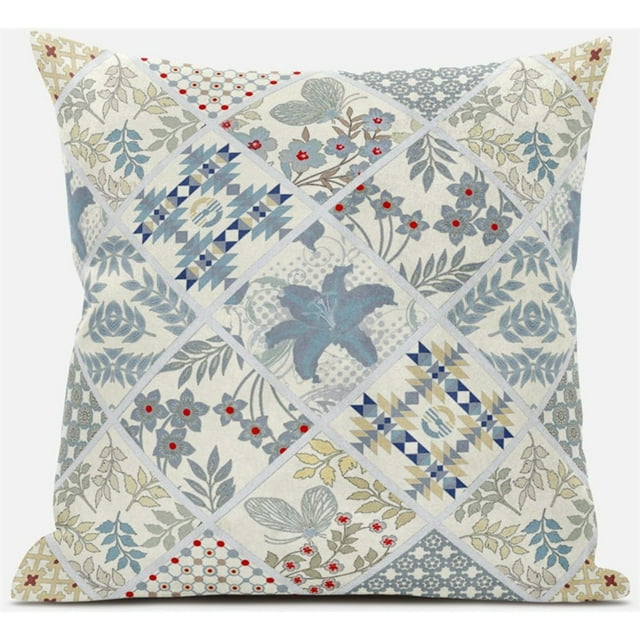 Fall Patch Snowflowers Throw Fabric Pillow in Light Gray Cream 18x18