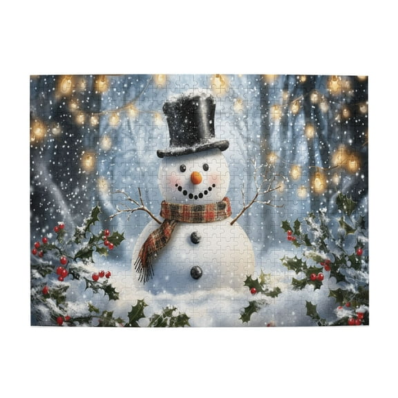 500 PCS Cute Snowman Puzzles For Adults 500 Pieces,Wonderful Imagination,Ideal For Relaxation And Family Fun,Every Piece Is Unique,Modern Style Wooden Jigsaw Puzzles As Home Wall Decor